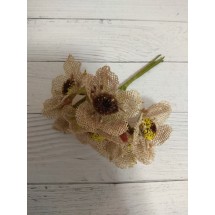 Головки цветов "Мак" 5 см на веточке (6 шт) цв. светло-коричневый, цена за пучок